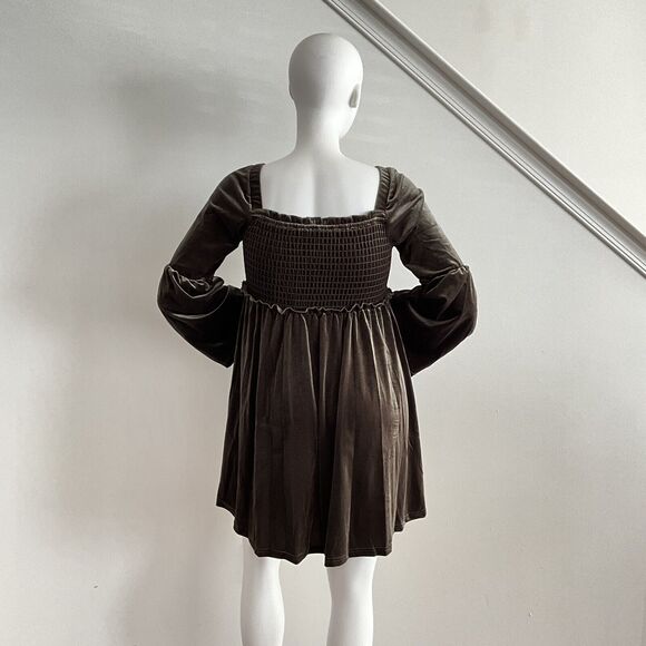 Miss Me Olive Green Velvet Embroidered Bodice Bell Sleeve Mini L - Picture 7 of 12